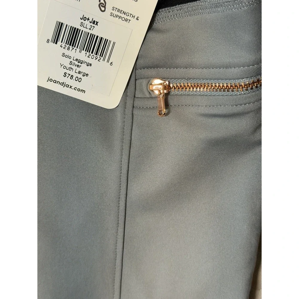 Jo + Jax Danceware Solo Leggings Pockets Silver Gray Pants Youth Sz Large NWT